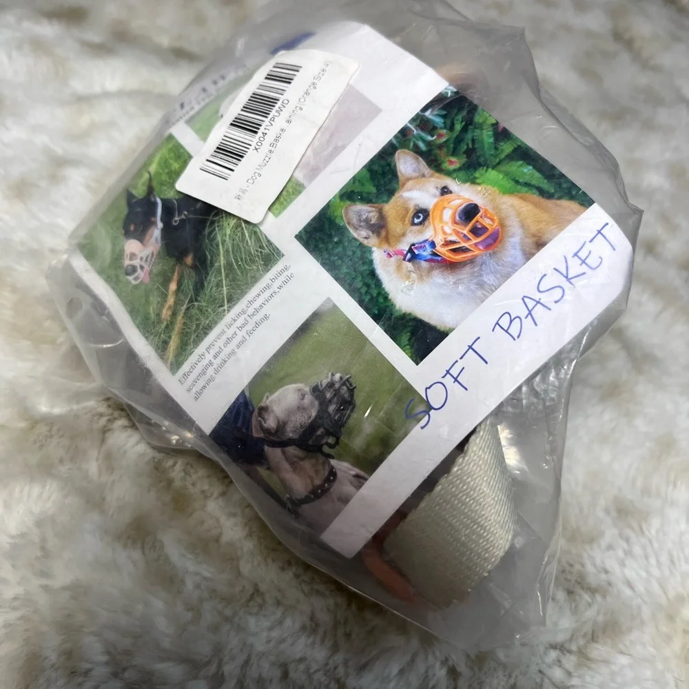 Basket Muzzle for Med/Lg Dogs - Sturdy & Lightweight, (Orange, Size 4)
